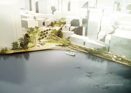 サムネイル:岩瀬諒子による「木津川遊歩空間アイデアデザインコンペ」の最優秀賞案
